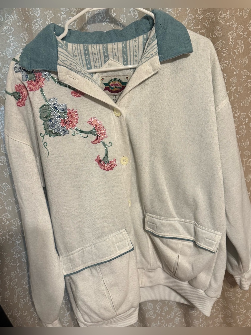 Vintage Rock Creek Grannycore Floral Button Up Sweatshirt Jacket Small